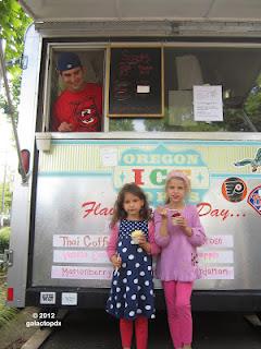 Alena and Mia enjoying vegan ice cream